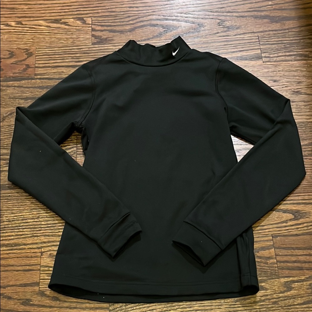 Nike fit fleece lined mock neck Black Long Sleeve Athletic Top small
